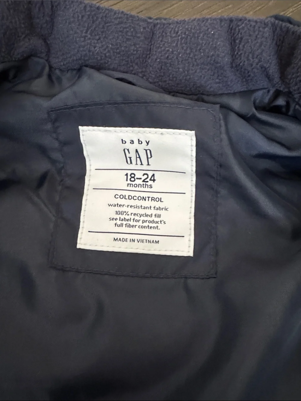 Gap Toddler Outfit 18-24M Navy Puffer Vest Gray Joggers Cozy Baby Set